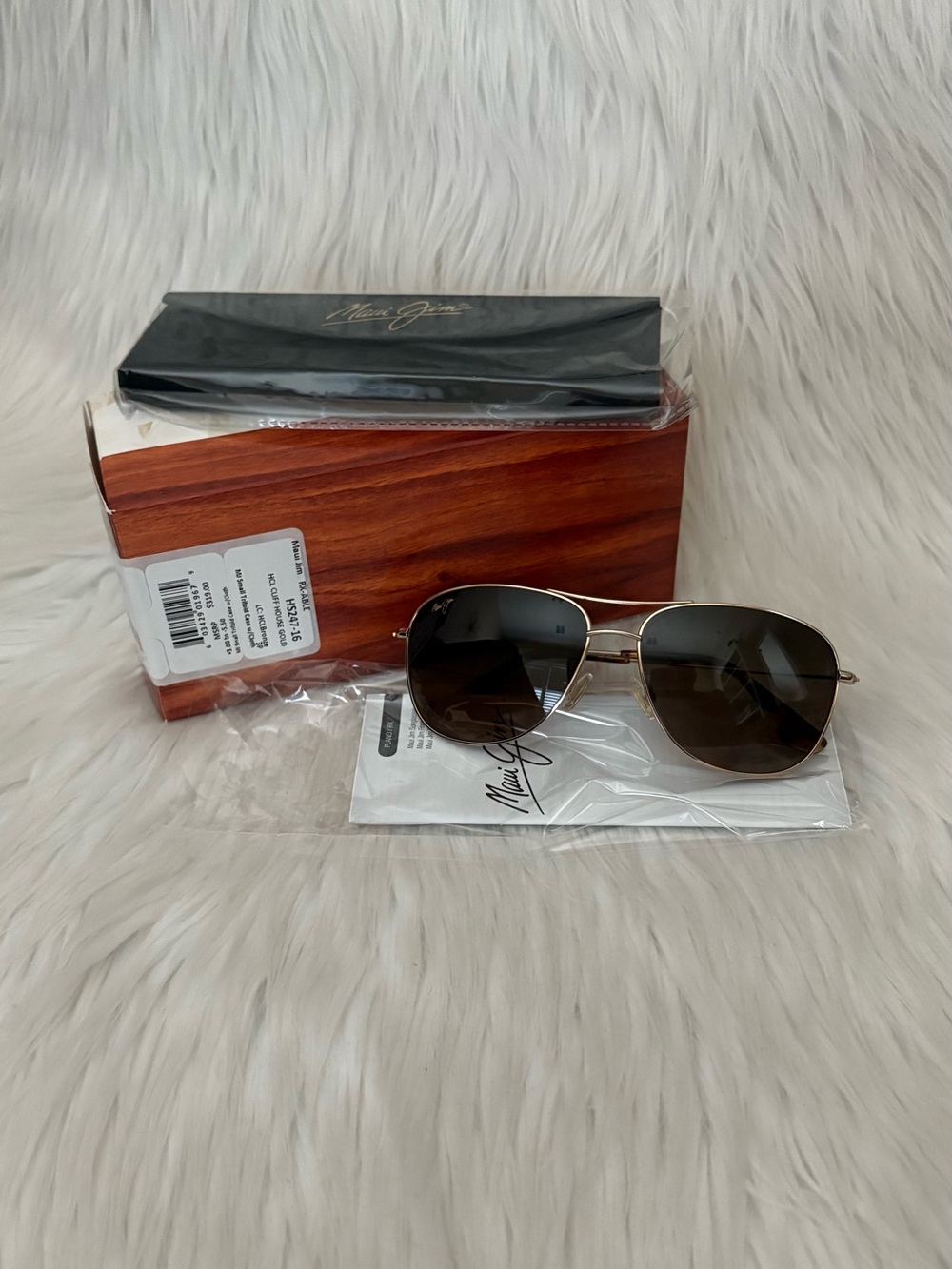 Maui Jim Cliff House Large Aviator Sunglasses - Gold Frames, Bronze Lenses - EUC